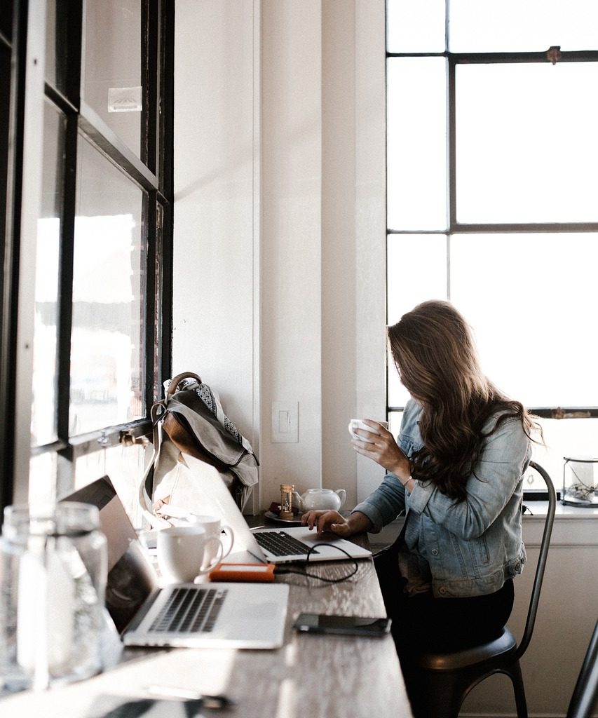 girl, woman, office