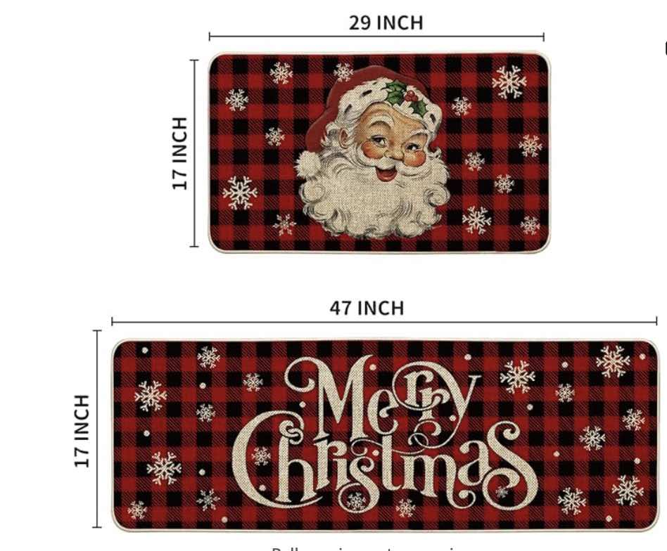 Christmas Kitchen Rugs Set of 2